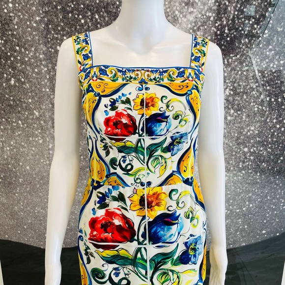 SOLD - Dolce & Gabbana Majolica Tile Print Dress - Picture 2 of 13